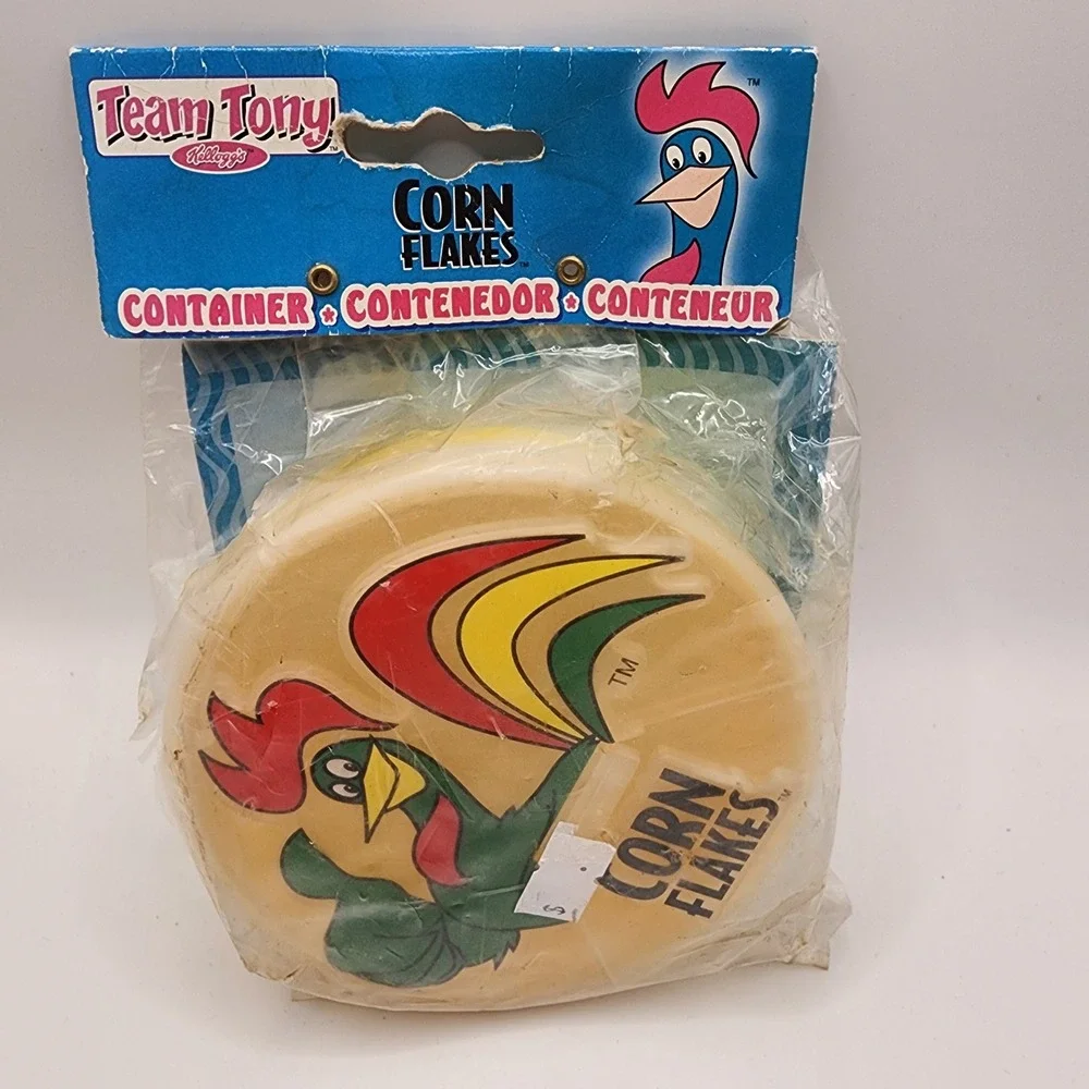 Vintage Kelloggs Team Tony Cereal Containers Corn Pops Corn Flakes Rooster Lot 2